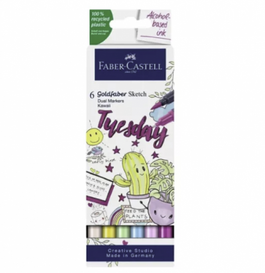 GOLDFABER SKETCH DUAL MARKERS: KAWAII 6 COUNT