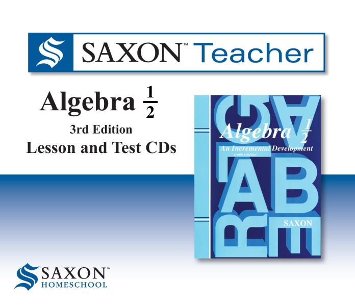 SAXON ALGEBRA 1/2 LESSONS AND TESTS CD SAXON