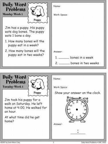 DAILY WORD PROBLEMS MATH GRADE 2