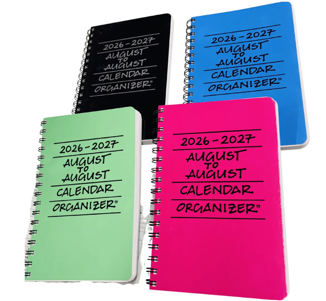 AUGUST TO AUGUST PLANNER 2026-2027 FUSHIA, OCEAN, SEAFOAM OR LICORICE