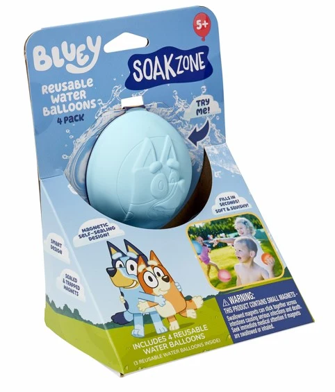 SOAK ZONE REUSABLE WATER BALLOONS 4 PACK BLUEY