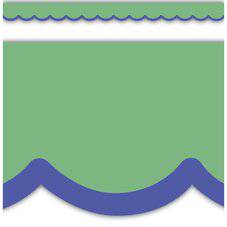 COLOR CRUSH GREEN WITH BLUE SCALLOPS DIE-CUT BORDER TRIM