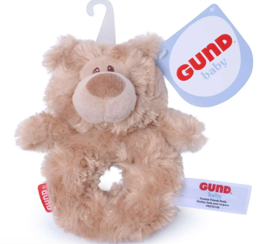 GUND FOREVER FRIENDS BABY RATTLE BEAR