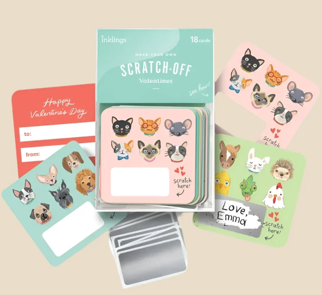 (SALE) SCRATCH-OFF VALENTINES PET FACES