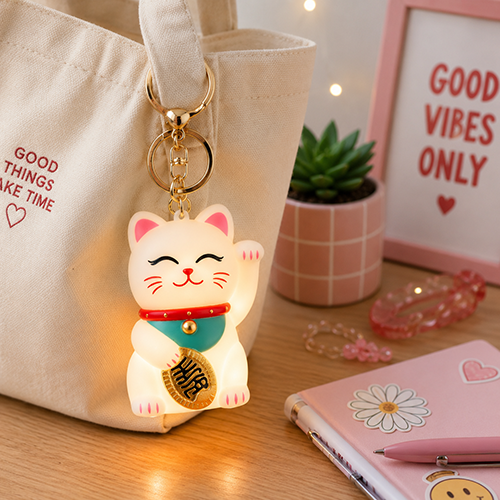 LUCKY CAT LIGHT UP BAG CHARM