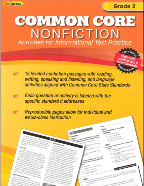 (sale)COMMON CORE NONFICTION: ACTIVITIES FOR INFORMATIONAL TEXT PRACTICE GRADE 2