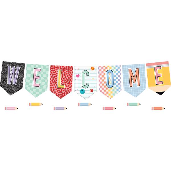 BULLETIN BOARD SET: COOL FOR SCHOOL WELCOME PENNANTS
