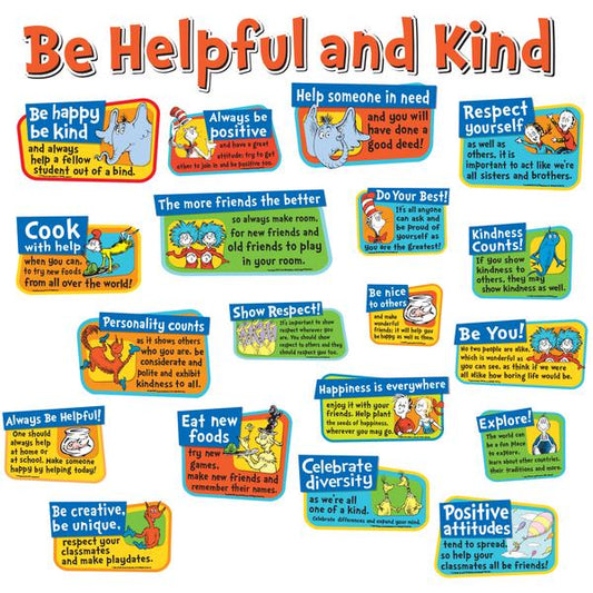 BULLETIN BOARD SET: DR. SEUSS BE HELPFUL AND KIND