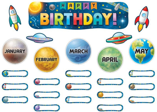 MINI BULLETIN BOARD SET: OUTER SPACE CREW HAPPY BIRTHDAY