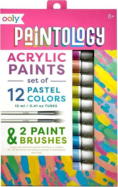 ACRYLIC PAINTS AND PAINTBRUSHES: PASTEL COLORS