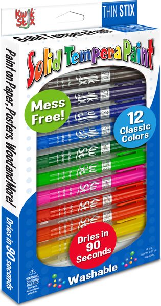 KWIK STIX SOLID TEMPERA PAINT THIN STIX CLASSIC COLORS 12PK