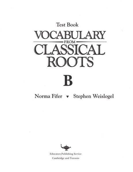 (sale)VOCABULARY FROM CLASSICAL ROOTS: LEVEL B TESTS