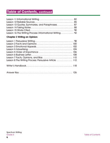 SPECTRUM COMMON CORE WRITING GRADE 5