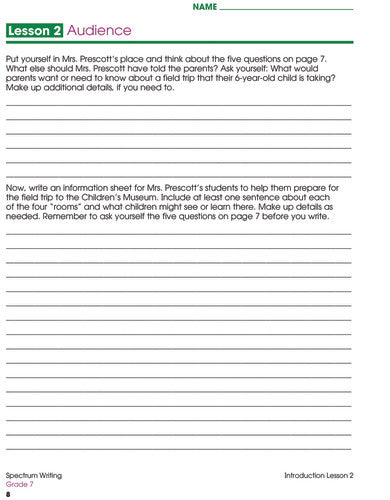SPECTRUM COMMON CORE WRITING GRADE 7