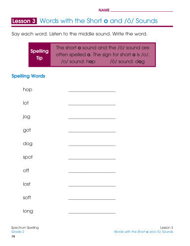 SPECTRUM COMMON CORE SPELLING GRADE 2