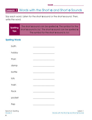 SPECTRUM COMMON CORE SPELLING GRADE 3