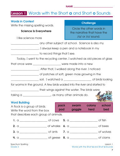 SPECTRUM COMMON CORE SPELLING GRADE 3
