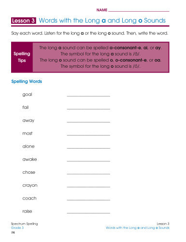 SPECTRUM COMMON CORE SPELLING GRADE 3