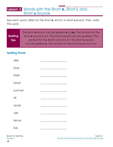 SPECTRUM COMMON CORE SPELLING GRADE 3