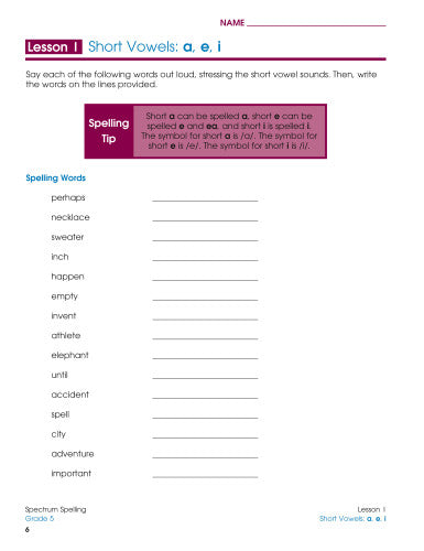 SPECTRUM COMMON CORE SPELLING GRADE 5