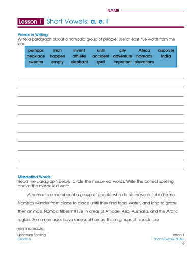 SPECTRUM COMMON CORE SPELLING GRADE 5