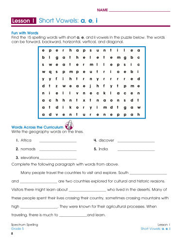 SPECTRUM COMMON CORE SPELLING GRADE 5