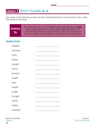 SPECTRUM COMMON CORE SPELLING GRADE 5