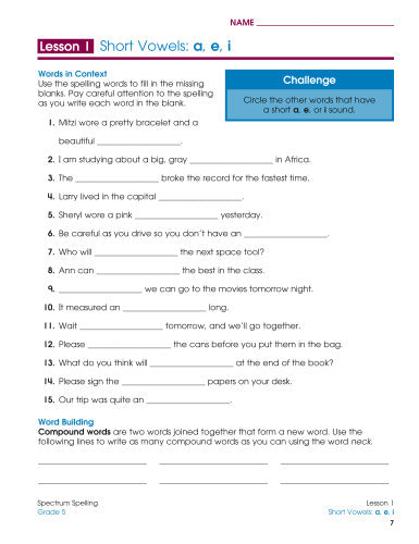 SPECTRUM COMMON CORE SPELLING GRADE 5