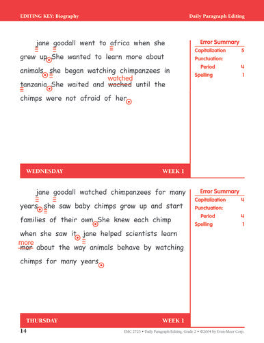 DAILY PARAGRAPH EDITING GRADE 2