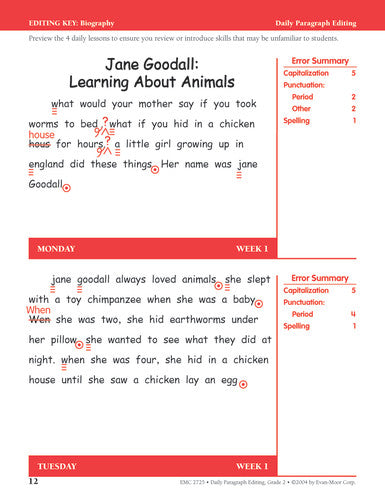 DAILY PARAGRAPH EDITING GRADE 2