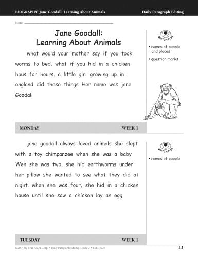 DAILY PARAGRAPH EDITING GRADE 2