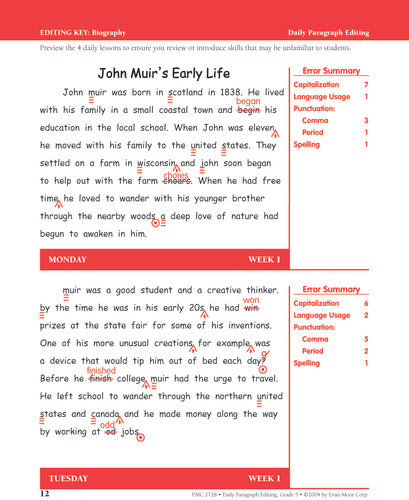 DAILY PARAGRAPH EDITING GRADE 5
