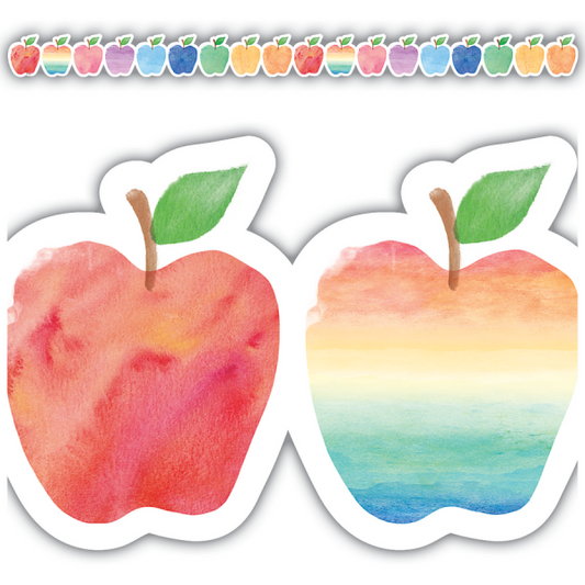 BORDER: WATERCOLOR APPLES DIE-CUT