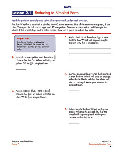 SPECTRUM COMMON CORE WORD PROBLEMS GRADE 7