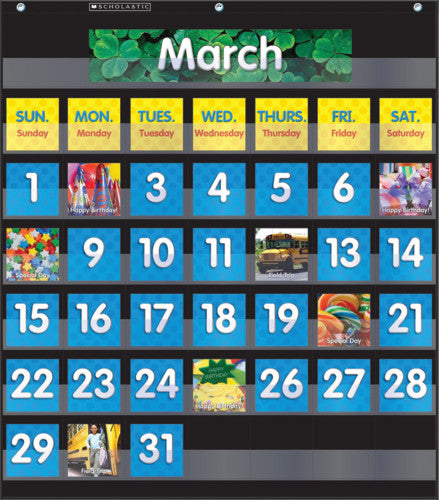 POCKET CHART: MONTHLY CALENDAR BLACK