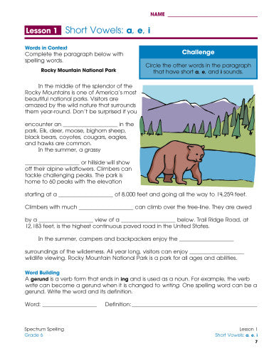 SPECTRUM COMMON CORE SPELLING GRADE 6