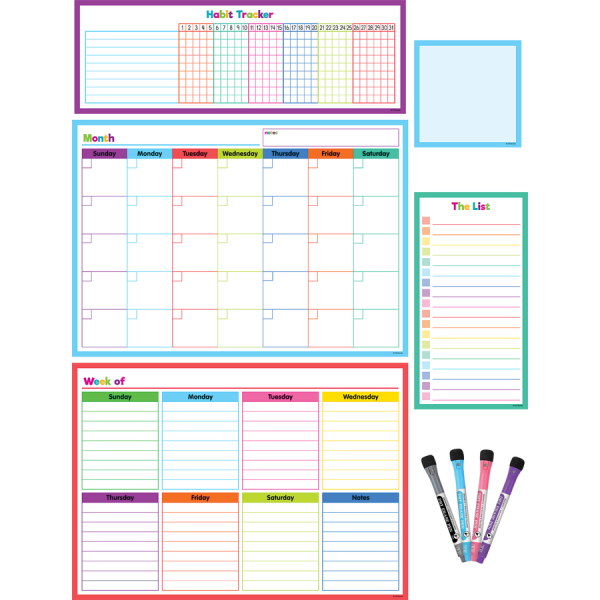 CALENDAR SET: DRY-ERASE MAGNETIC COLORFUL
