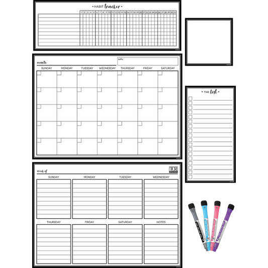 CALENDAR SET: DRY-ERASE MAGNETIC BLACK & WHITE