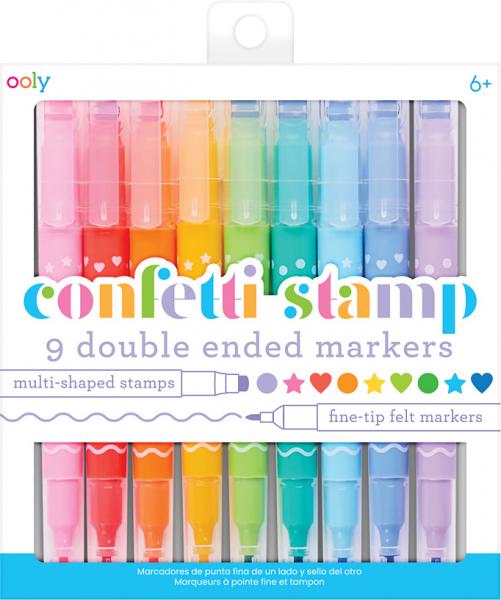 CONFETTI STAMP 9 DOUBLE ENDED MARKERS