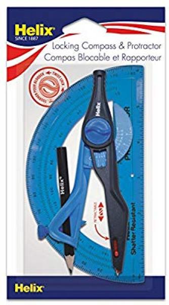 LOCKING COMPASS & PROTRACTOR SET