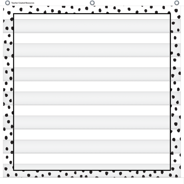 POCKET CHART: BLACK PAINTED DOTS ON WHITE 7 POCKET