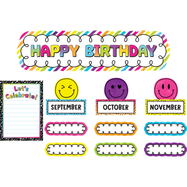 MINI BULLETIN BOARD SET: BRIGHTS 4EVER HAPPY BIRTHDAY