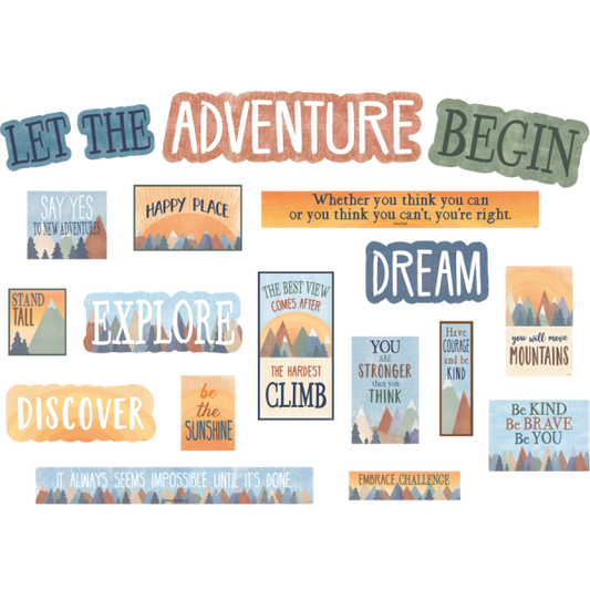 MINI BULLETIN BOARD SET: MOVING MOUNTAINS LET THE ADVENTURE BEGIN