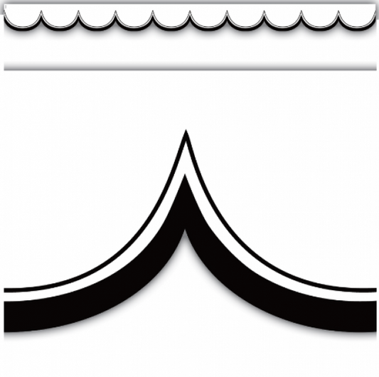 BORDER: WHITE WITH BLACK SCALLOPED