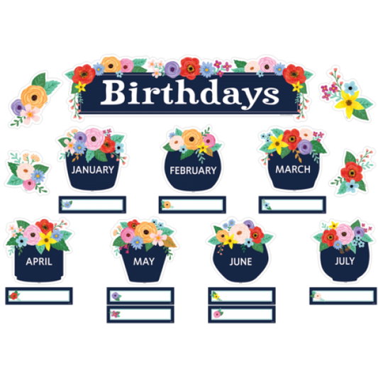 MINI BULLETIN BOARD SET: WILDFLOWERS BIRTHDAYS