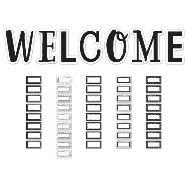 BULLETIN BOARD SET: BLACK AND WHITE WELCOME