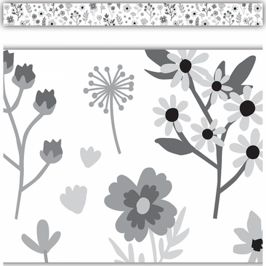 BORDER: BLACK AND WHITE FLORAL