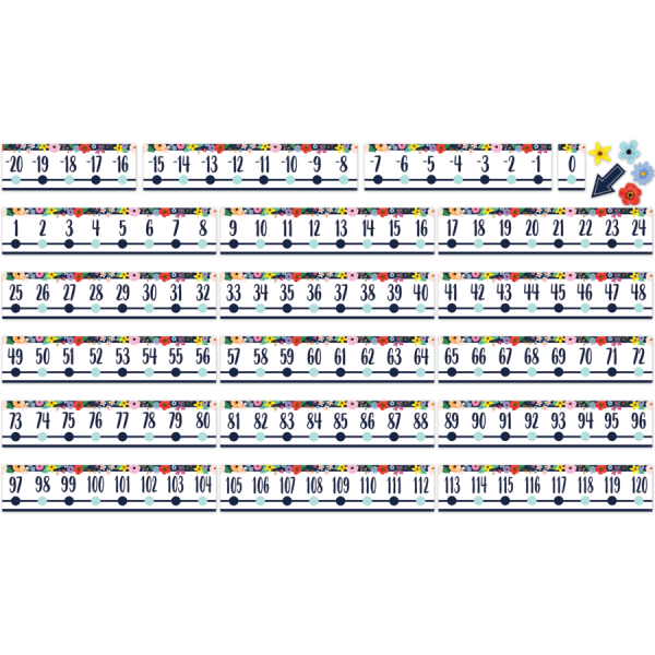 BULLETIN BOARD SET: WILDFLOWERS NUMBER LINE -20 TO +120