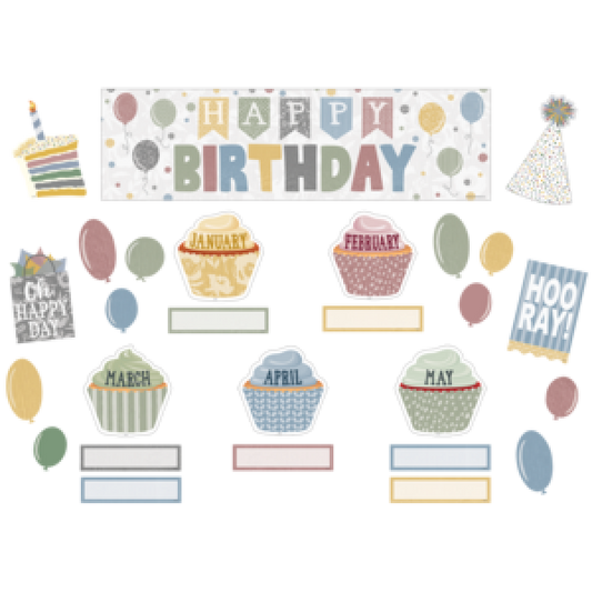 MINI BULLETIN BOARD SET: CLASSROOM COTTAGE HAPPY BIRTHDAY