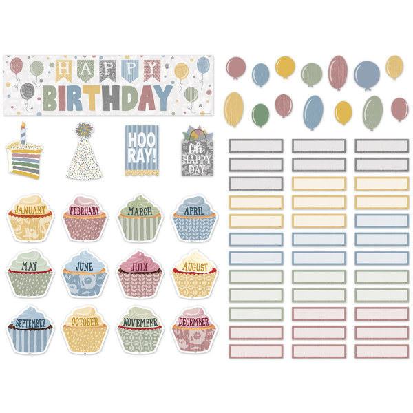 MINI BULLETIN BOARD SET: CLASSROOM COTTAGE HAPPY BIRTHDAY